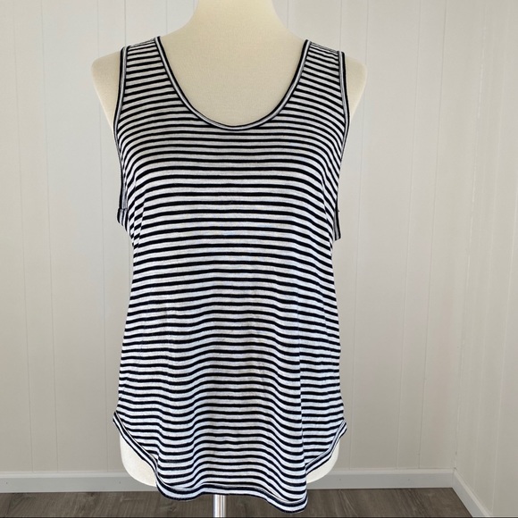 Madewell Anthem Striped Scoop Tank Black Cream Med - Picture 7 of 8